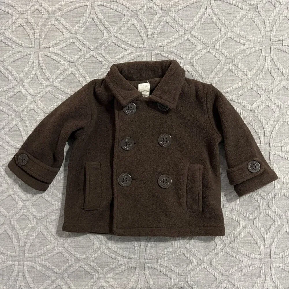 Starting Out 18m Brown Fleece Peacoat Coat